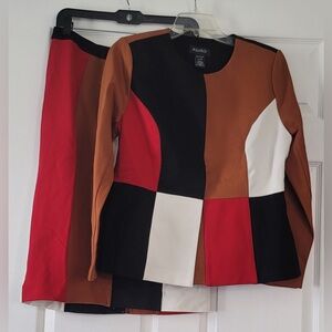 Ashro Multicolor Patchwork Skirt Set